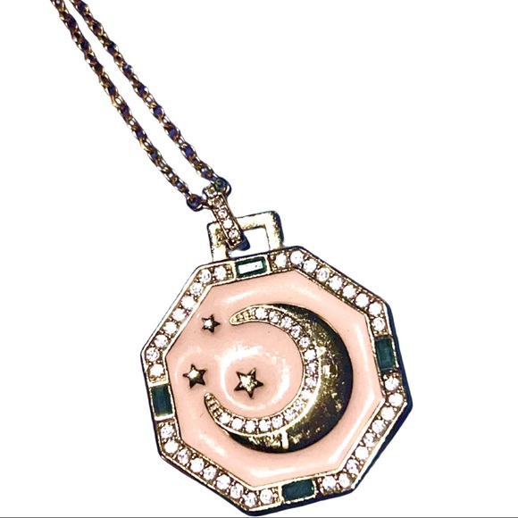 LAST- Pink Crescent Moon Stars Necklace - Picture 3 of 6